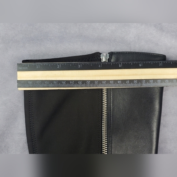 MK Leather Tall Boots Ankle Strap Silver Padlock Medallion Side Zip Riding 8.5M - Picture 9 of 13